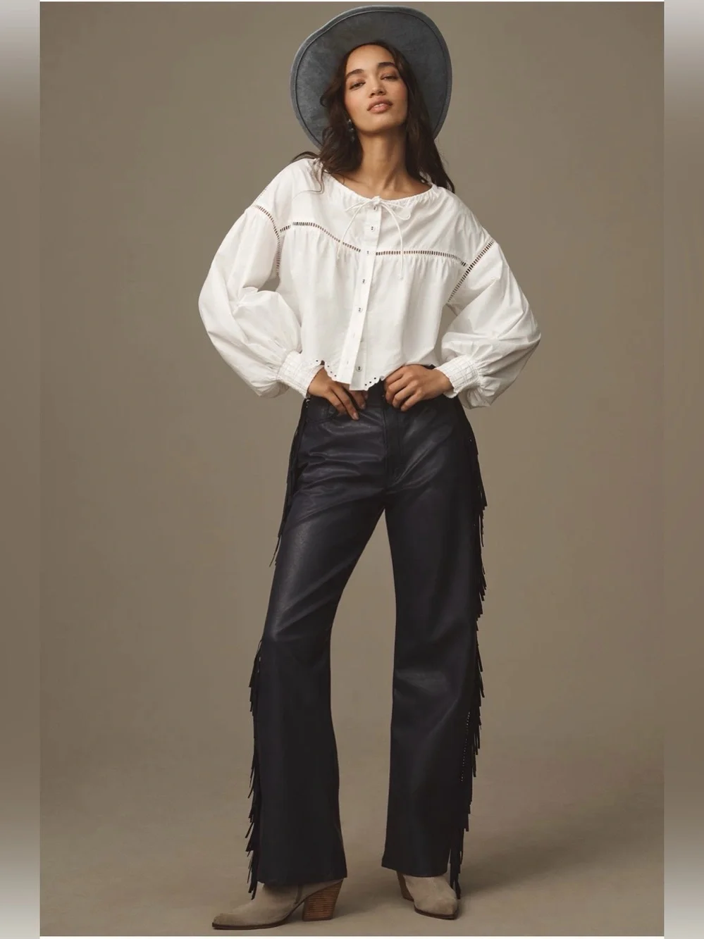 New with Tags Anthropologie Long Sleeve Scallop Trim Blouse Sz S